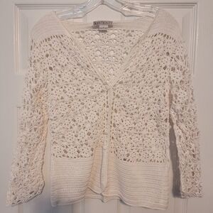 Elegant Women's White Crochet Cardigan